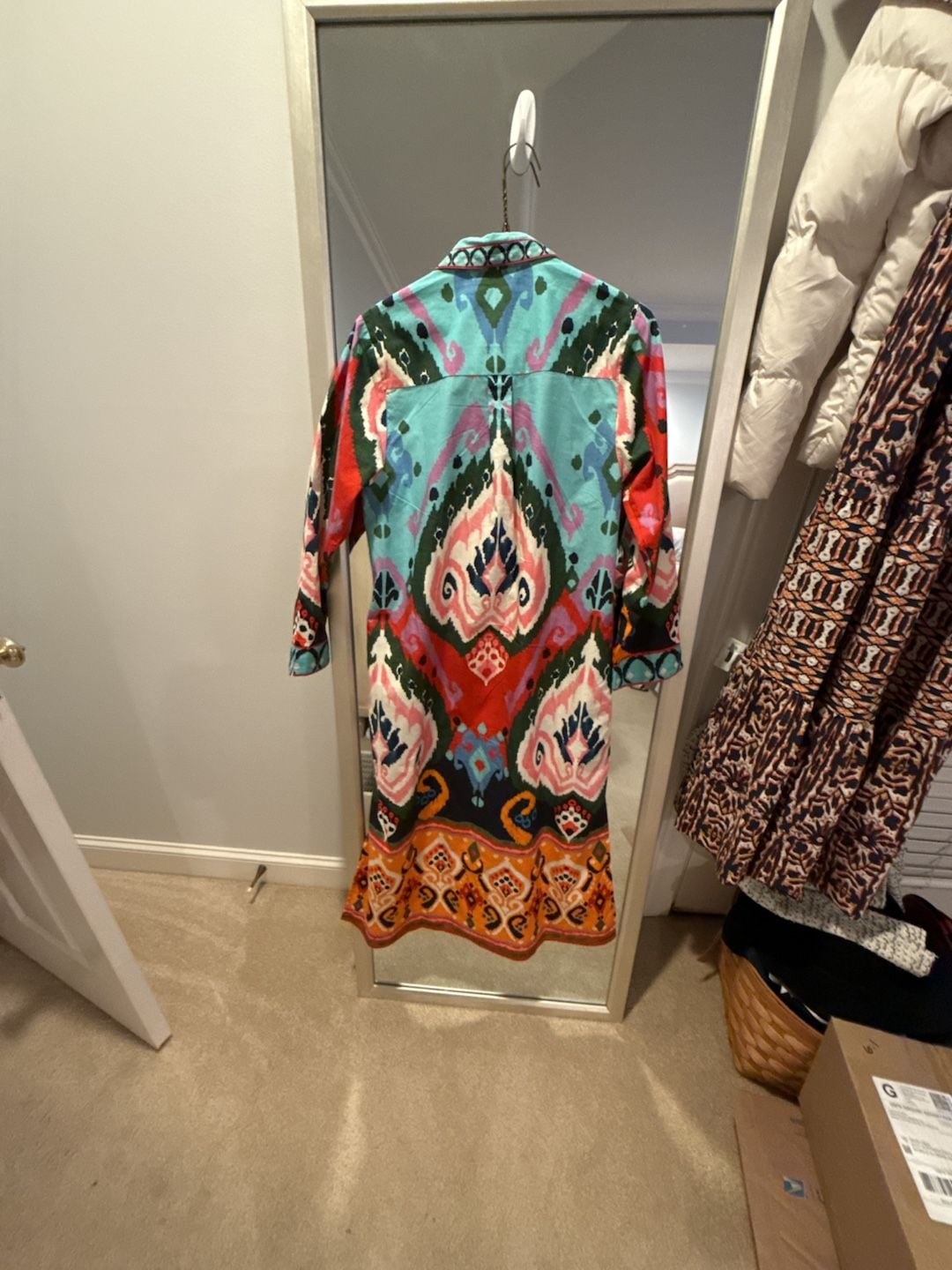 Maude Vivante Shirt Dress Size S Multicolor Ikat Long Sleeve 7