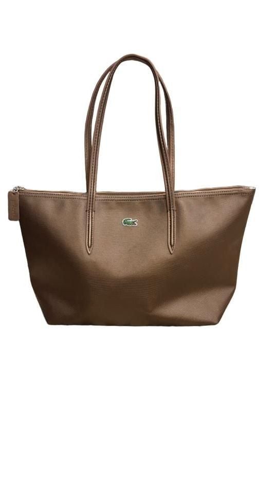 Lacoste L.12.12 Large Tote Bag Brown Synthetic Zip 2