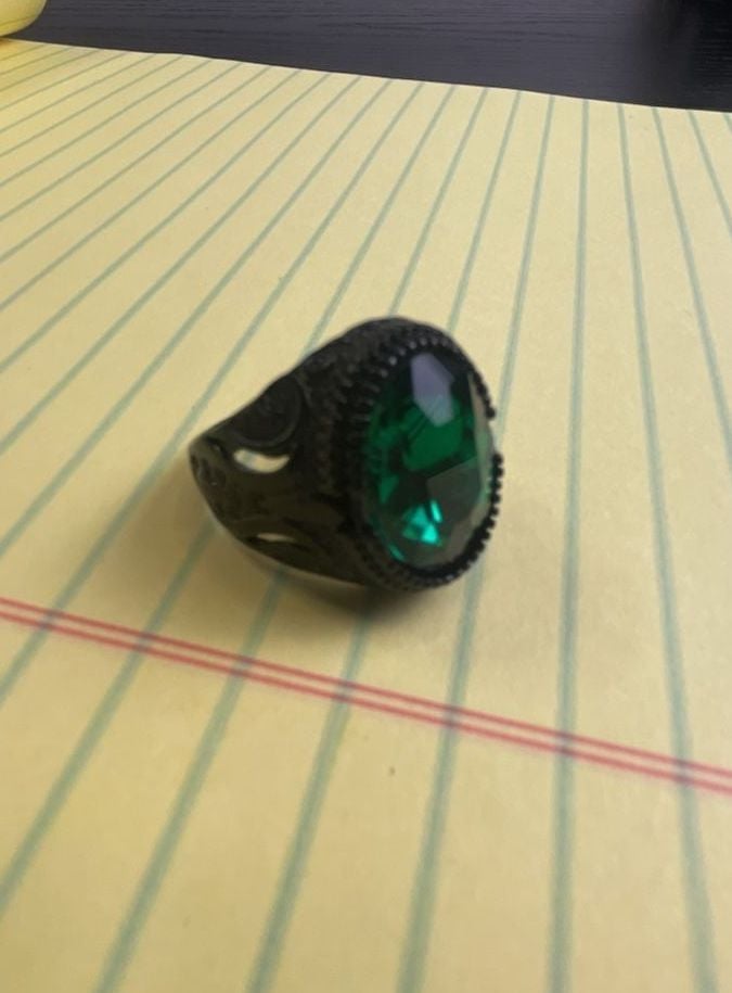 Vintage Ottoman Style Green Stone Black Ring 1