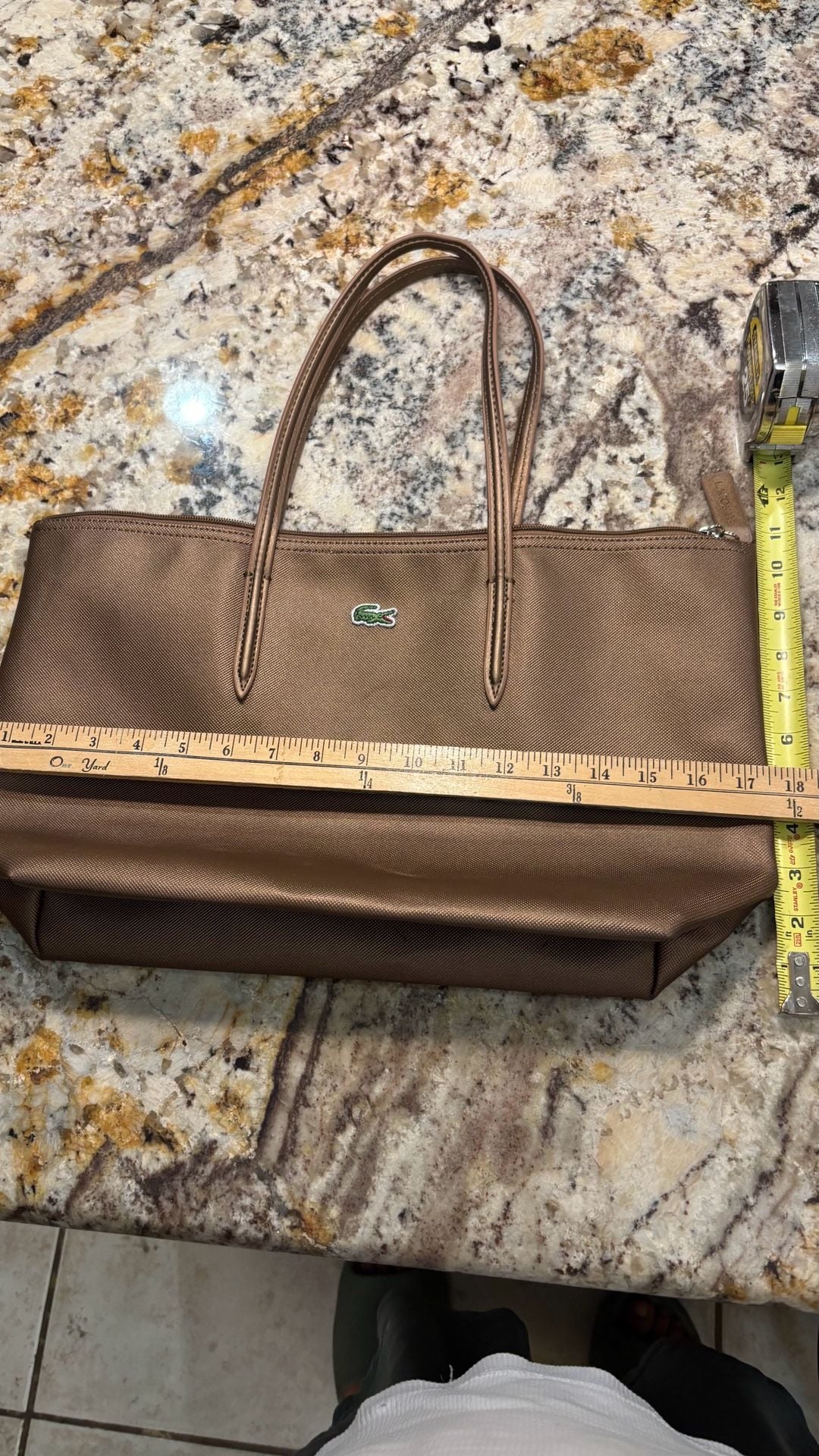 Lacoste L.12.12 Large Tote Bag Brown Synthetic Zip 8