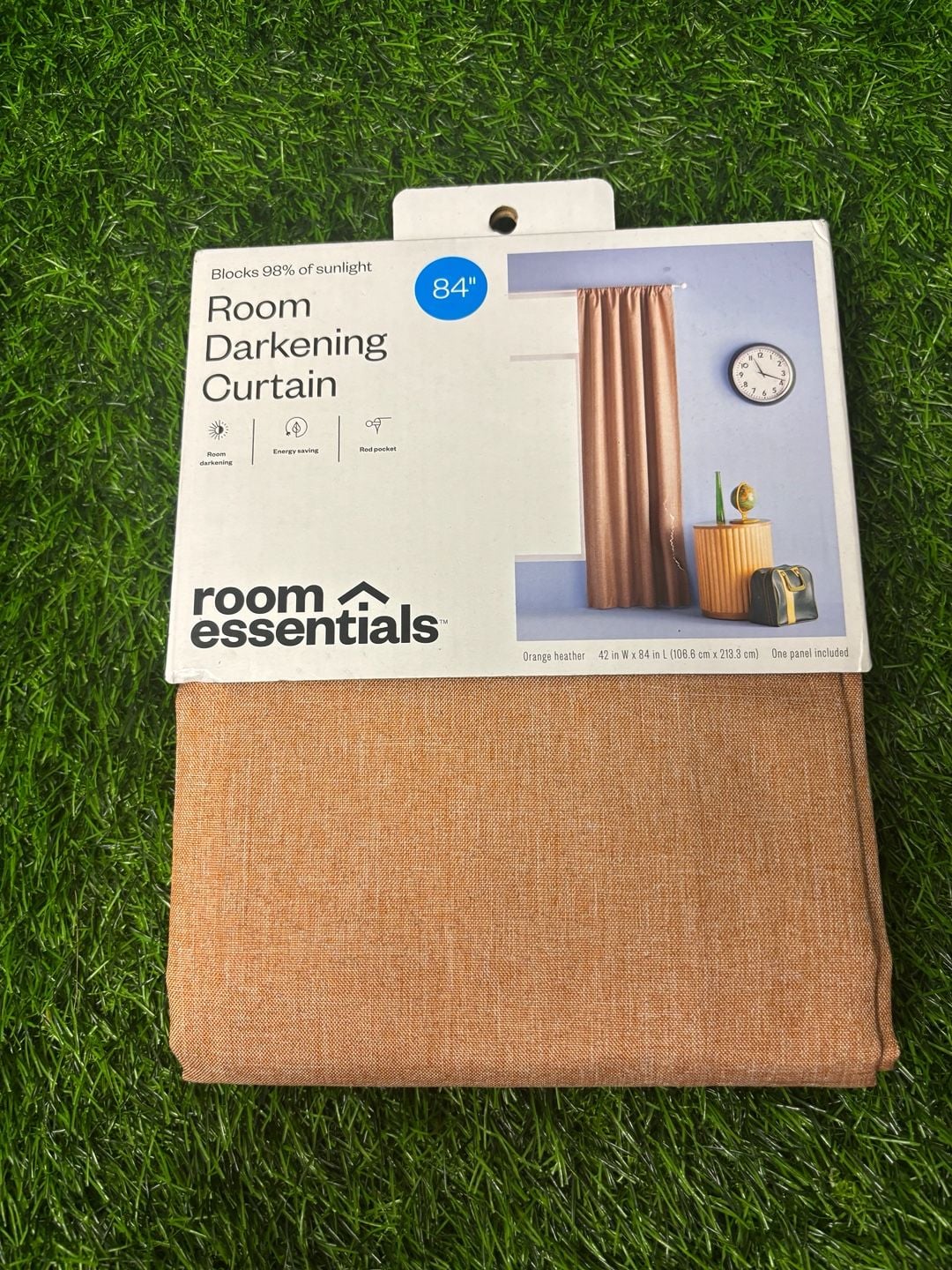 Room Essentials Room Darkening Curtain 42 in W x 84 in L Orange Heather 1