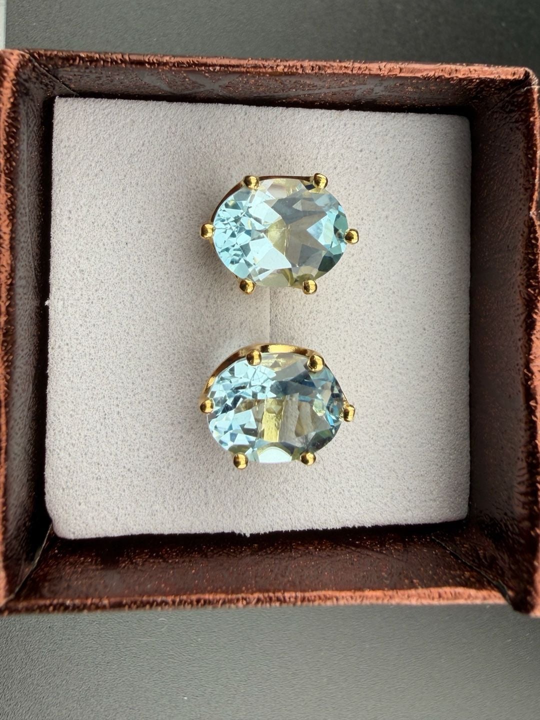 A. M. G. Sky Blue Topaz Earrings 5.500ct 925 Sterling Silver 10x8 3