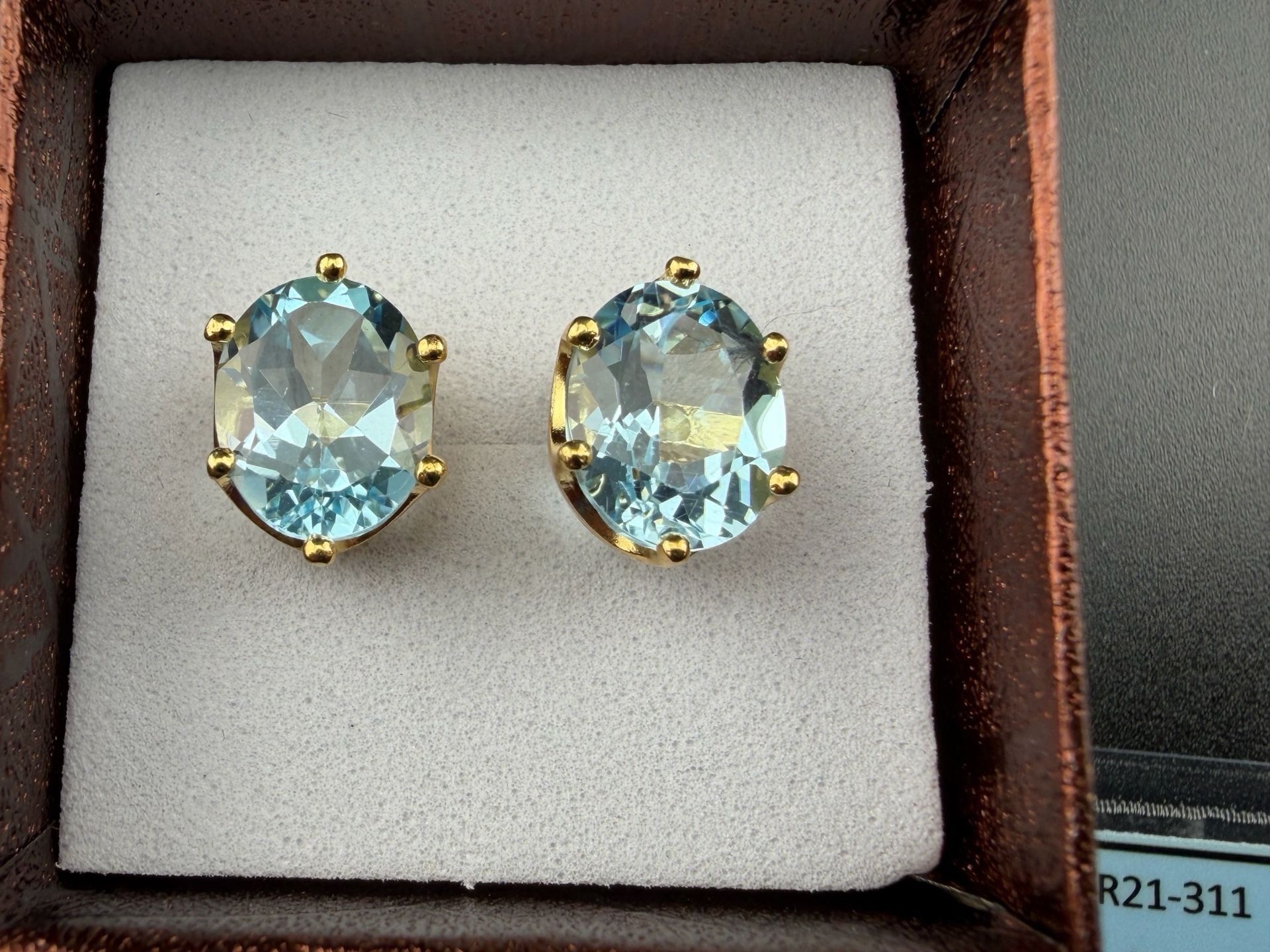 A. M. G. Sky Blue Topaz Earrings 5.500ct 925 Sterling Silver 10x8 4
