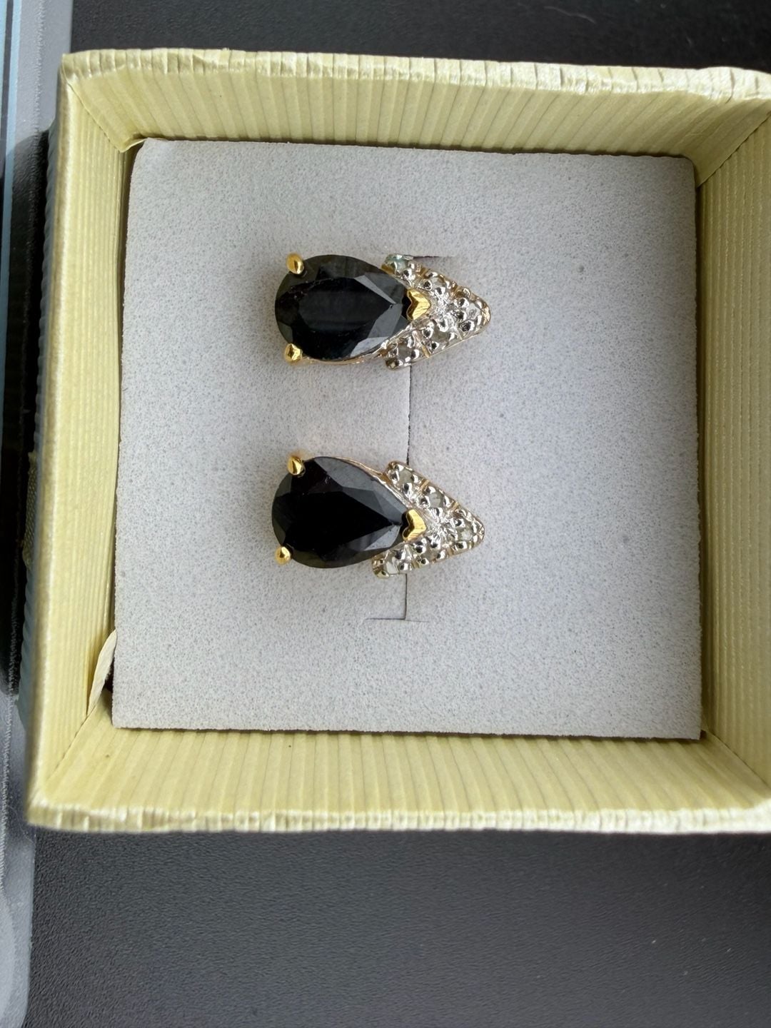A. M. G. Sapphire Diamond Earrings Style 105 Sterling Silver Pear Black 3