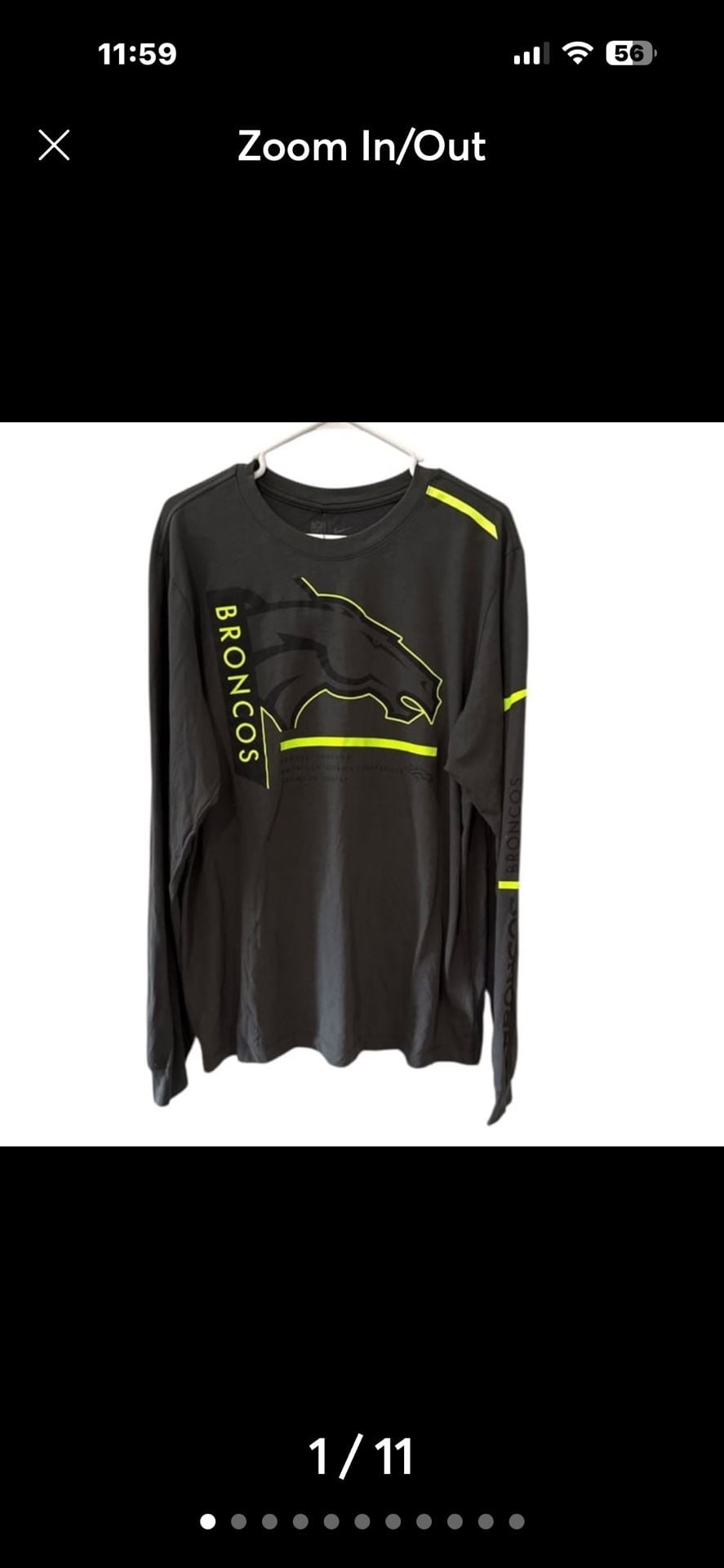 Nike Denver Broncos Long Sleeve Dri-Fit T-Shirt Size L Black Charcoal 2