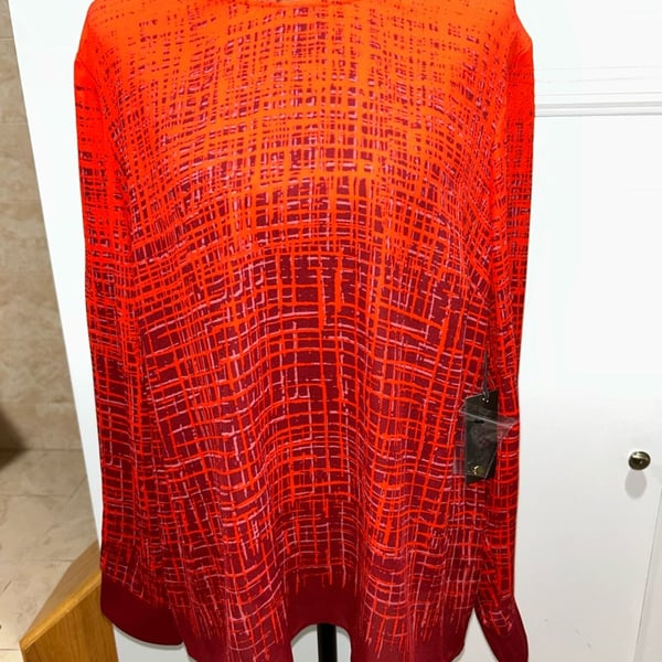 Vince Camuto 70s Dream Blouse Size L Wine Red Print