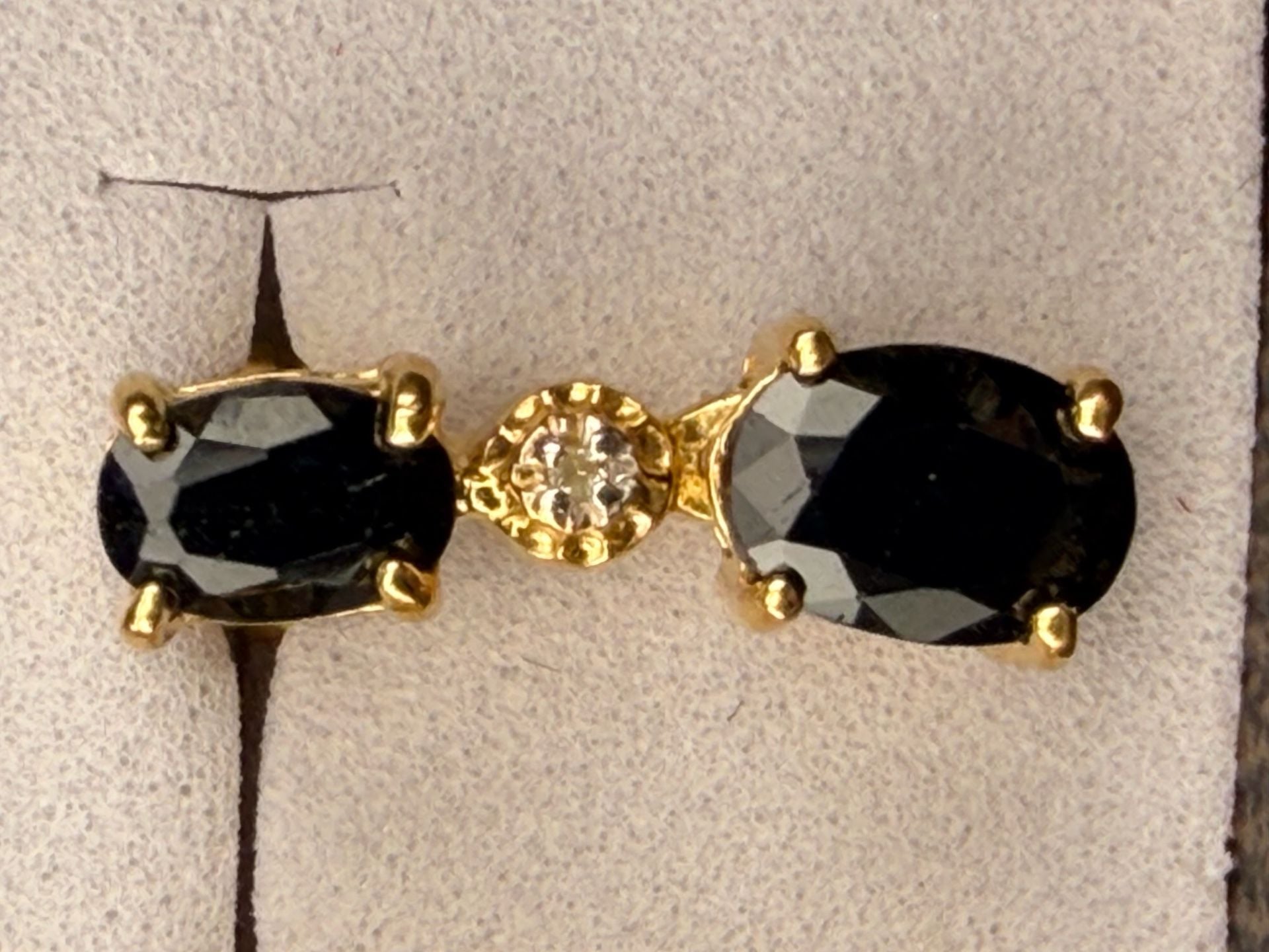 A.M.G. Black Sapphire and Diamond Earrings 925 Sterling Silver Style 111 4