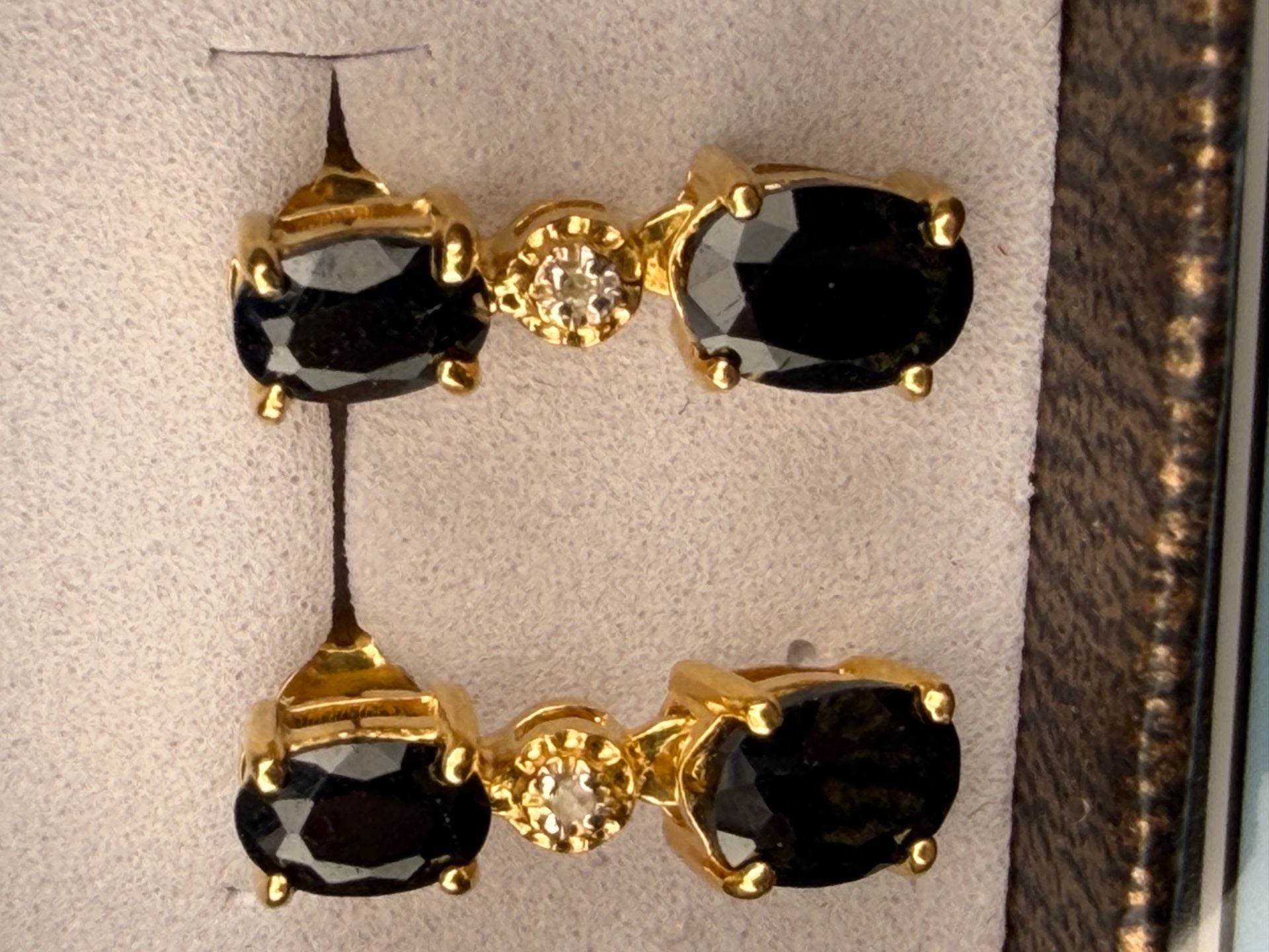 A.M.G. Black Sapphire and Diamond Earrings 925 Sterling Silver Style 111 5