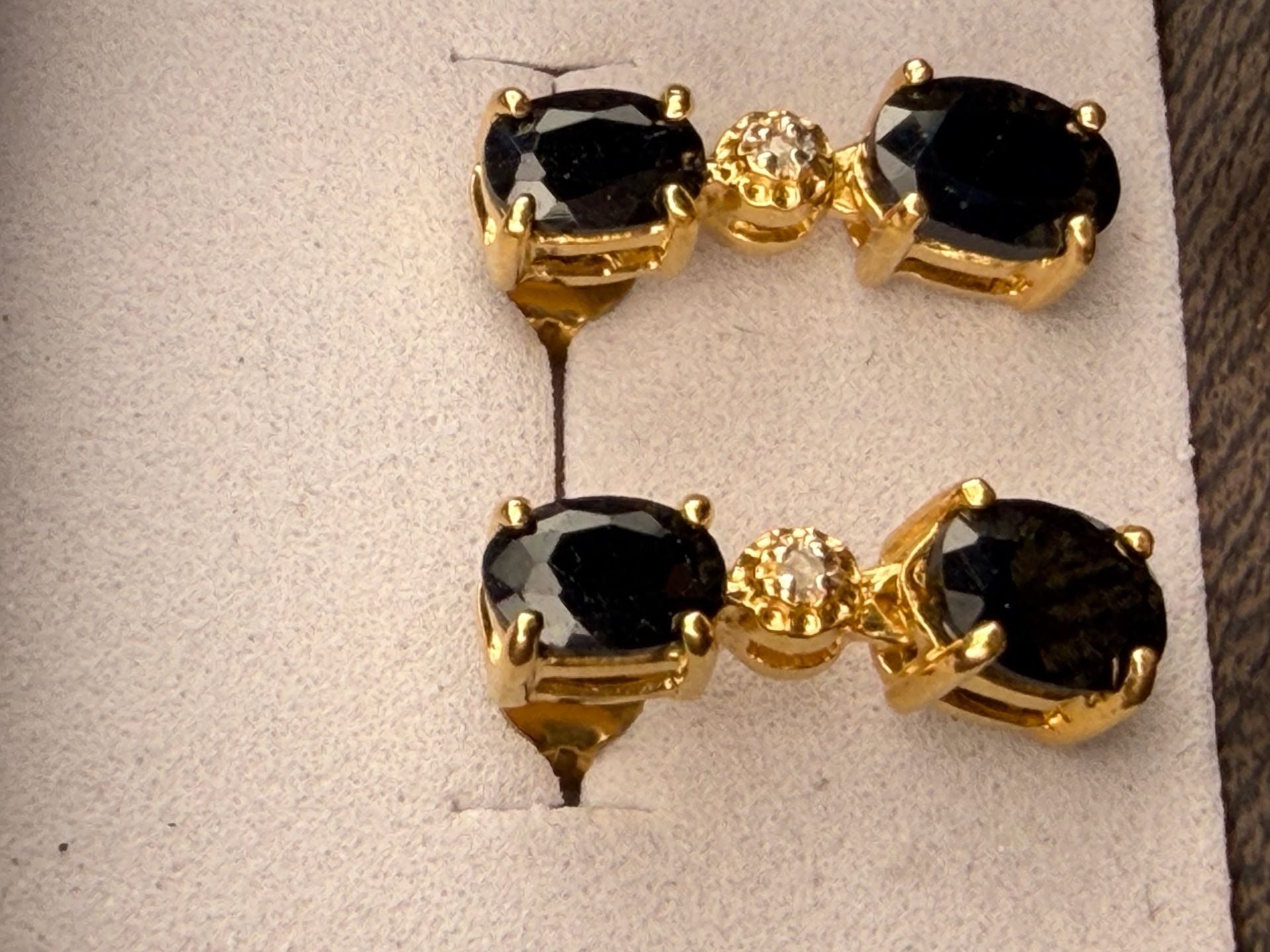 A.M.G. Black Sapphire and Diamond Earrings 925 Sterling Silver Style 111 6