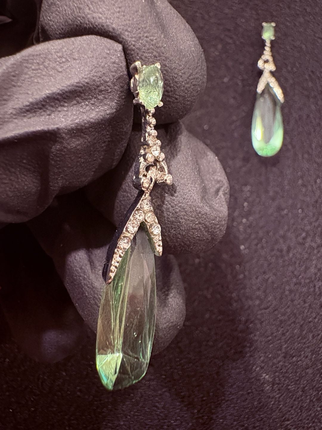 Green Crystal Drop Earrings 3