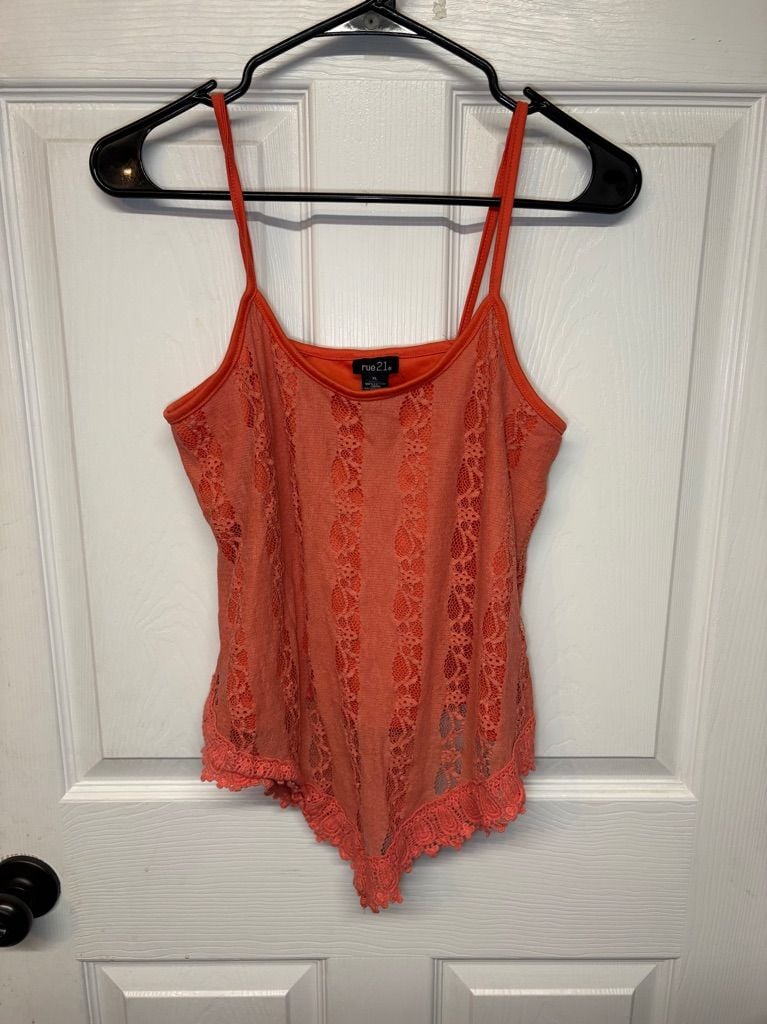 rue21 Lace Bodysuit Size XL Orange 1