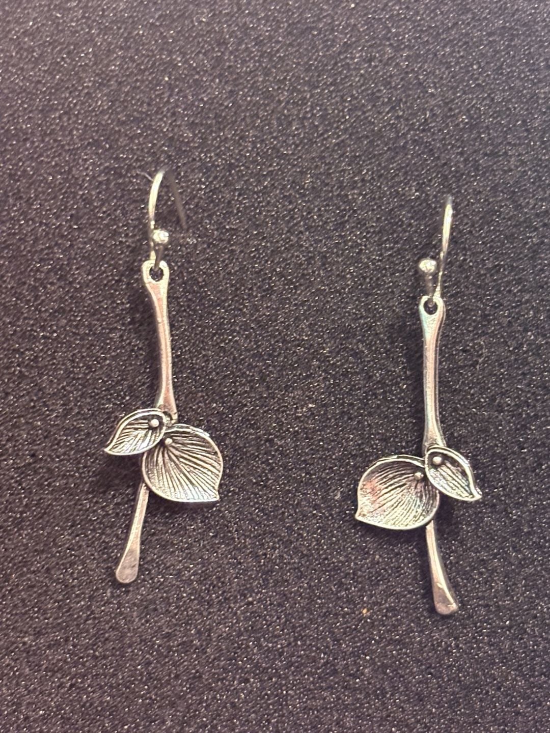 Generic Silver Leaf Dangle Earrings 4