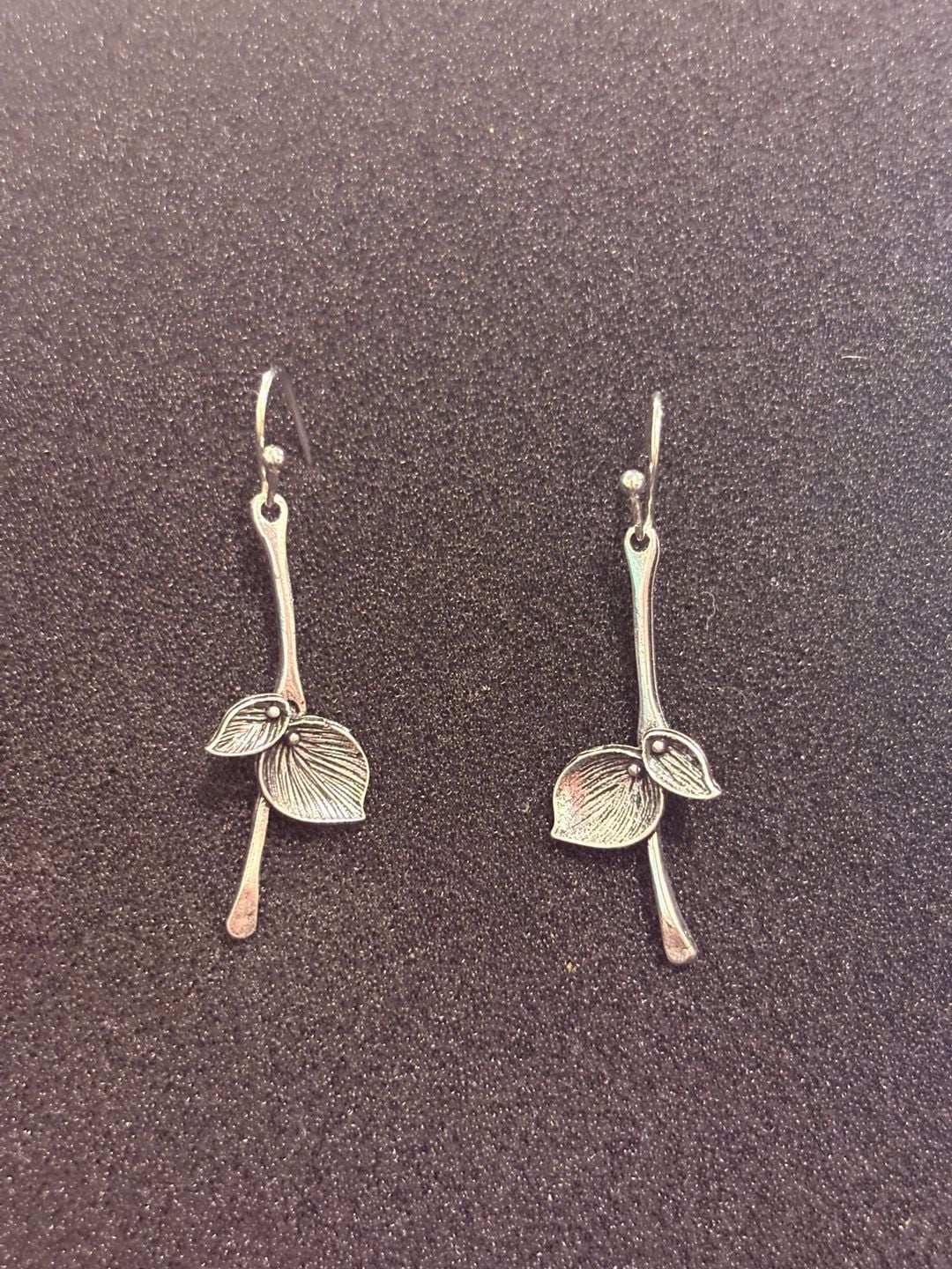 Generic Silver Leaf Dangle Earrings 6