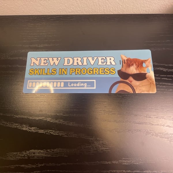 Generic New Driver Car Magnet Funny Cat Skills in Progress Bumper Sign