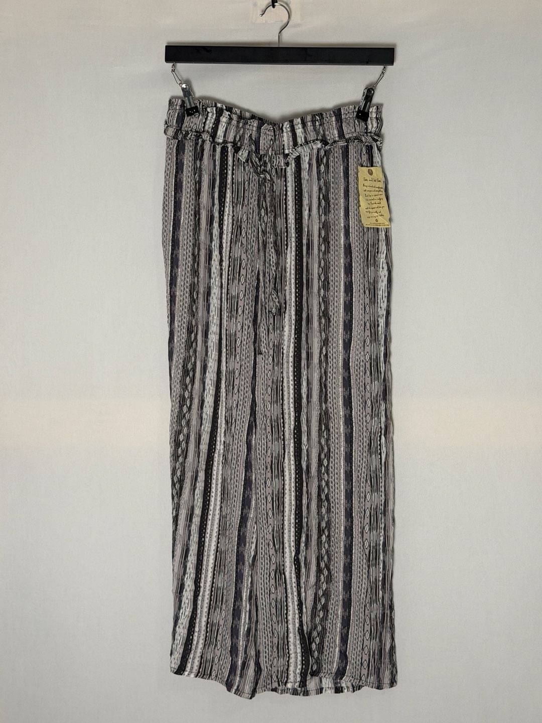 Live and Let Live Wide Leg Pants PL Black White Striped Smocked NWT 2