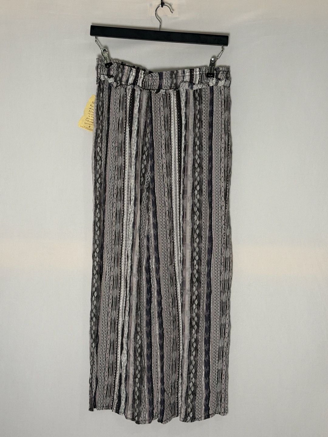 Live and Let Live Wide Leg Pants PL Black White Striped Smocked NWT 3