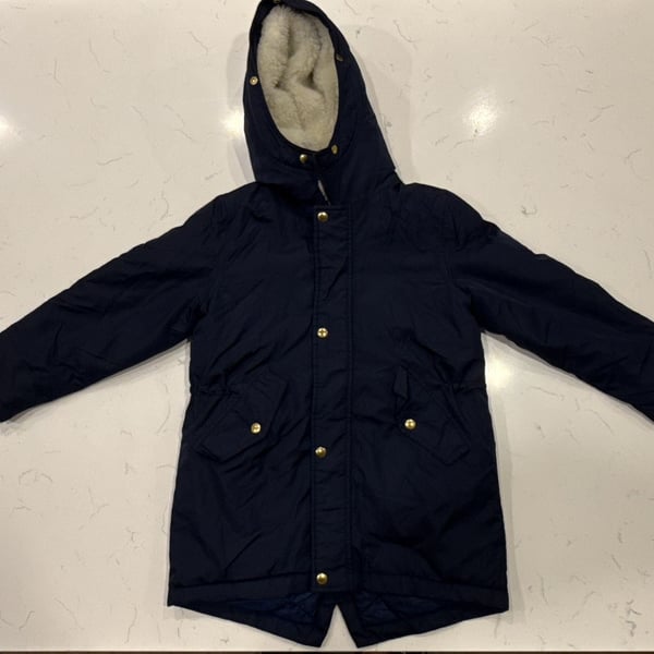 J. Crew Outerwear Parka Jacket Size M Navy Blue PrimaLoft Hooded