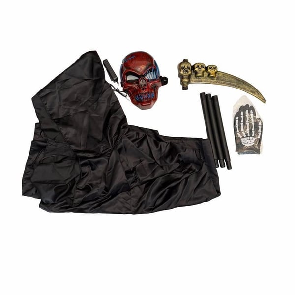 Kids Grim Reaper Halloween Costume Size 7/8 LED Skull Mask