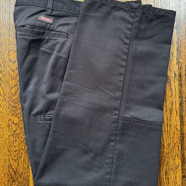 PANTS Dickies 33x28.5 Black Double Knee Work Pants TWILL UTILITY W/O BUTTON (2)