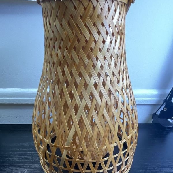 IKEA MISTERHULT Bamboo Wicker Table Lamp Rattan Shade Handcrafted