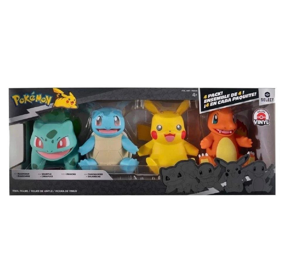 Jazwares Pokemon Select Vinyl Figure 4-Pack Bulbasaur Charmander Squirtle 1
