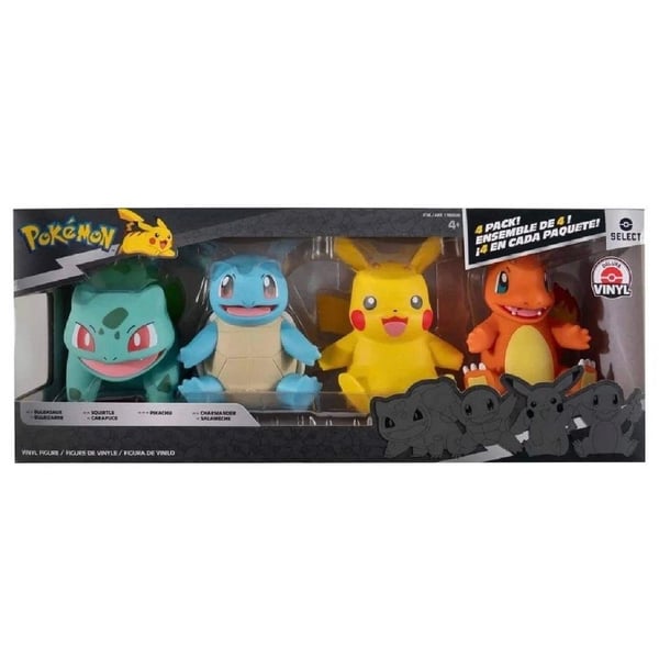 Jazwares Pokemon Select Vinyl Figure 4-Pack Bulbasaur Charmander Squirtle