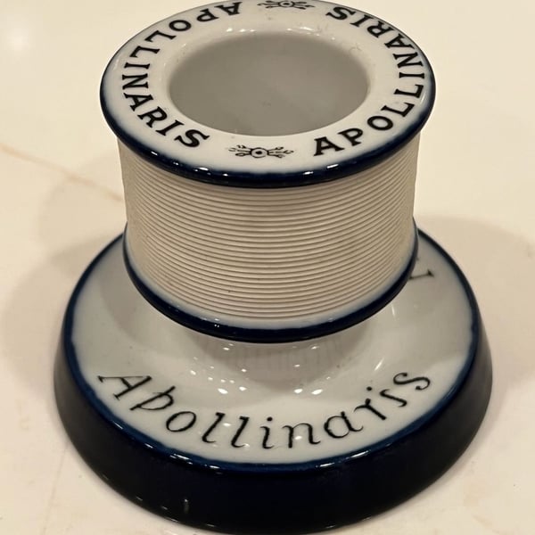 Vintage Ceramic Apollinaris Advertising Match Striker and Holder -