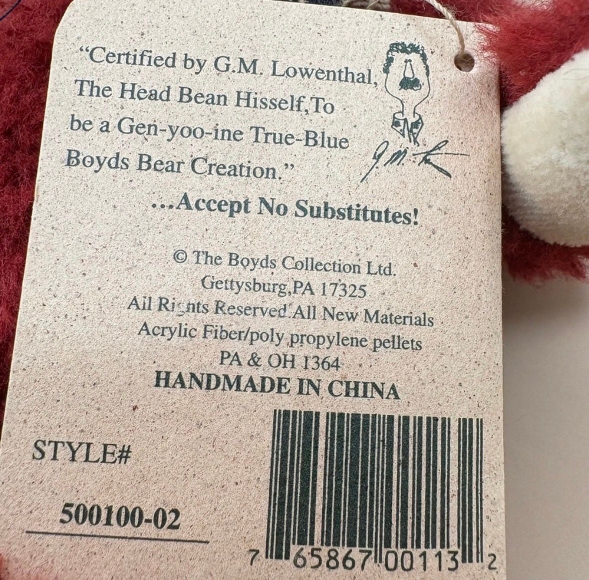 Boyds Bears Cranbeary N. Bear Red Plush Stuffed Animal 6