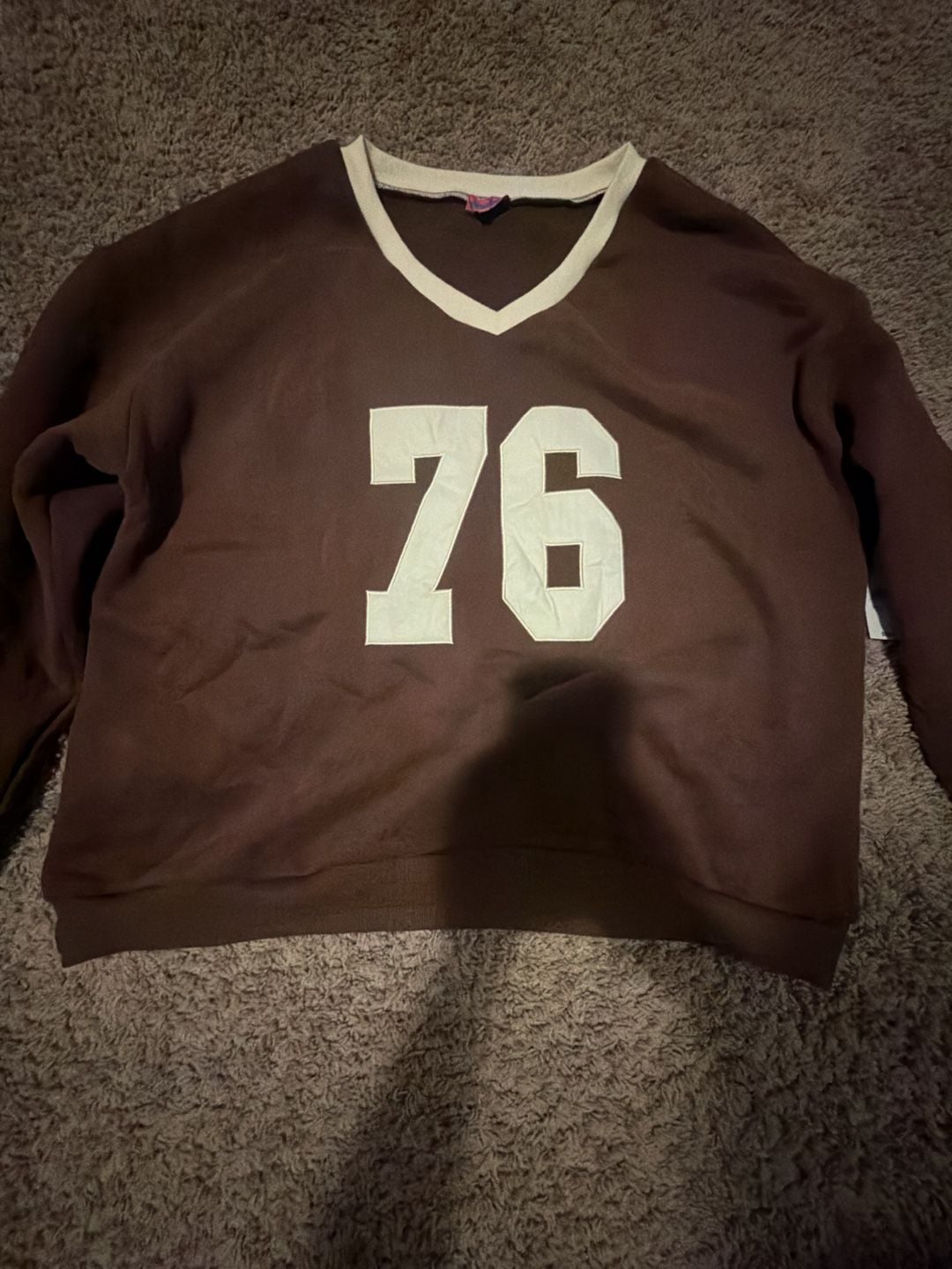Edikted 76 Oversized V Neck Sweater Size M Brown 2