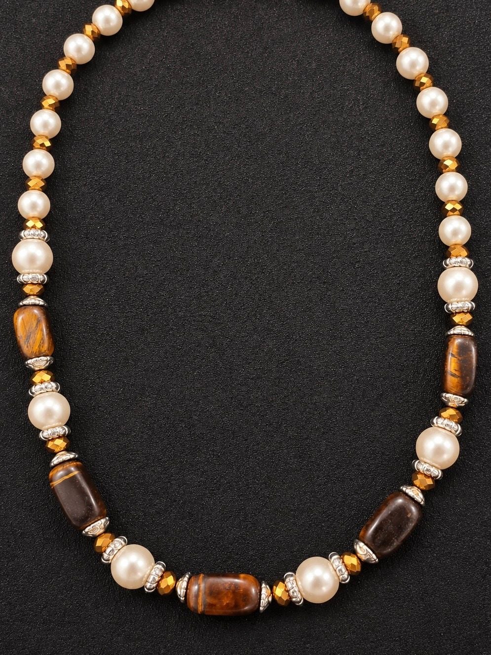 Tiger Eye & Pearl Bead Necklace 2