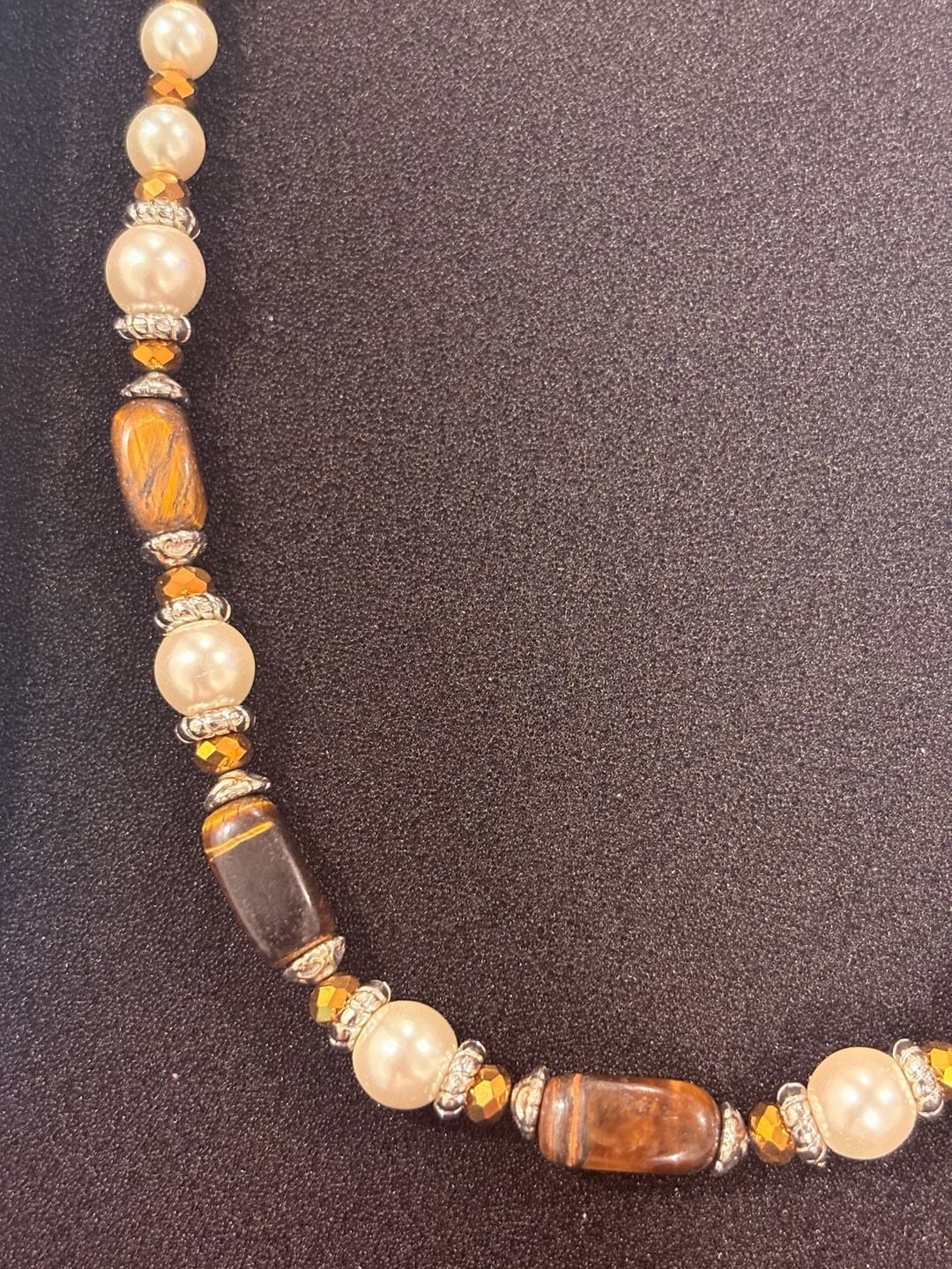 Tiger Eye & Pearl Bead Necklace 4