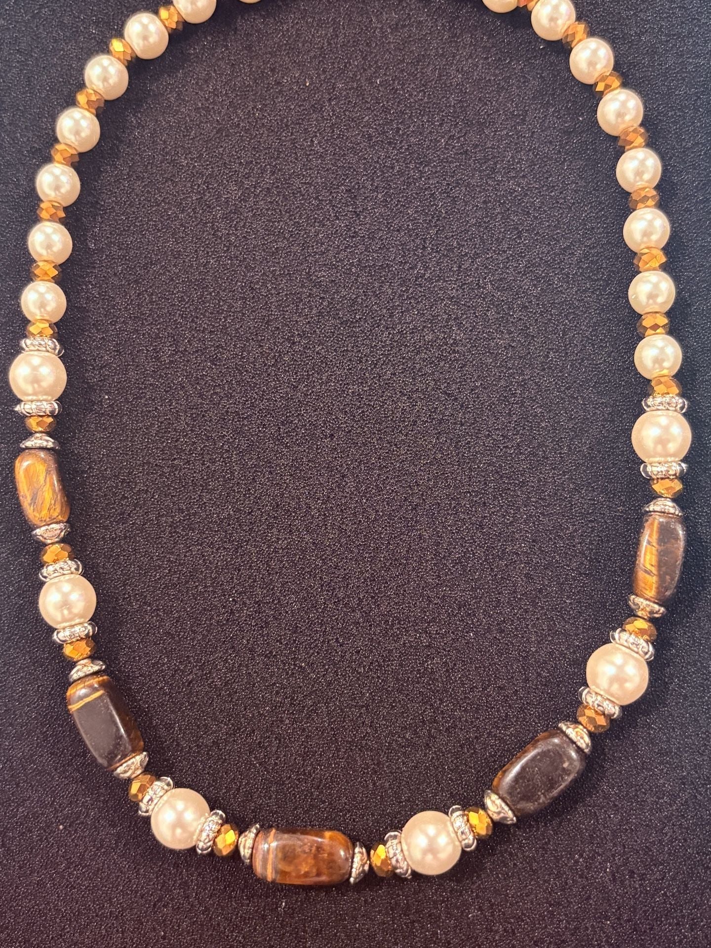 Tiger Eye & Pearl Bead Necklace 5