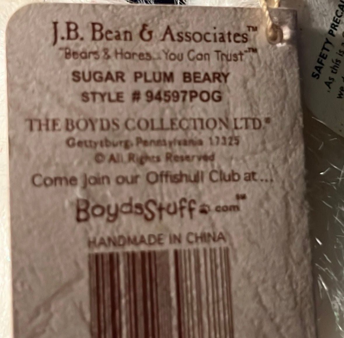 Boyds Sugar Plum Beary Plush Bear With Wings 4