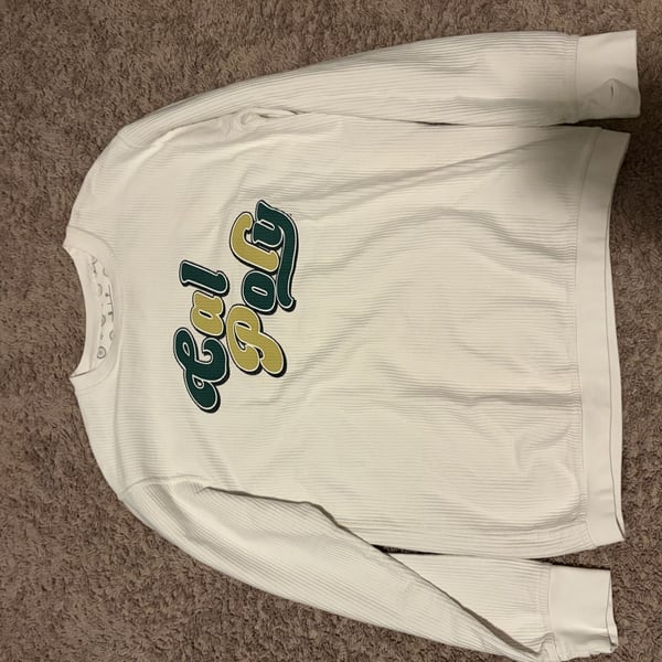 Pressbox Cal Poly Long Sleeve Waffle Shirt Size S White Cotton