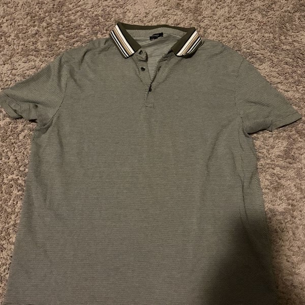 Express Polo Shirt Size XL Green Textured Striped Collar Short Sleeve