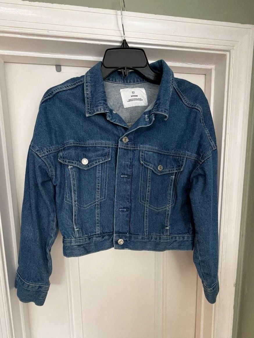 H&M &DENIM Women's Blue Cropped jacket S 3