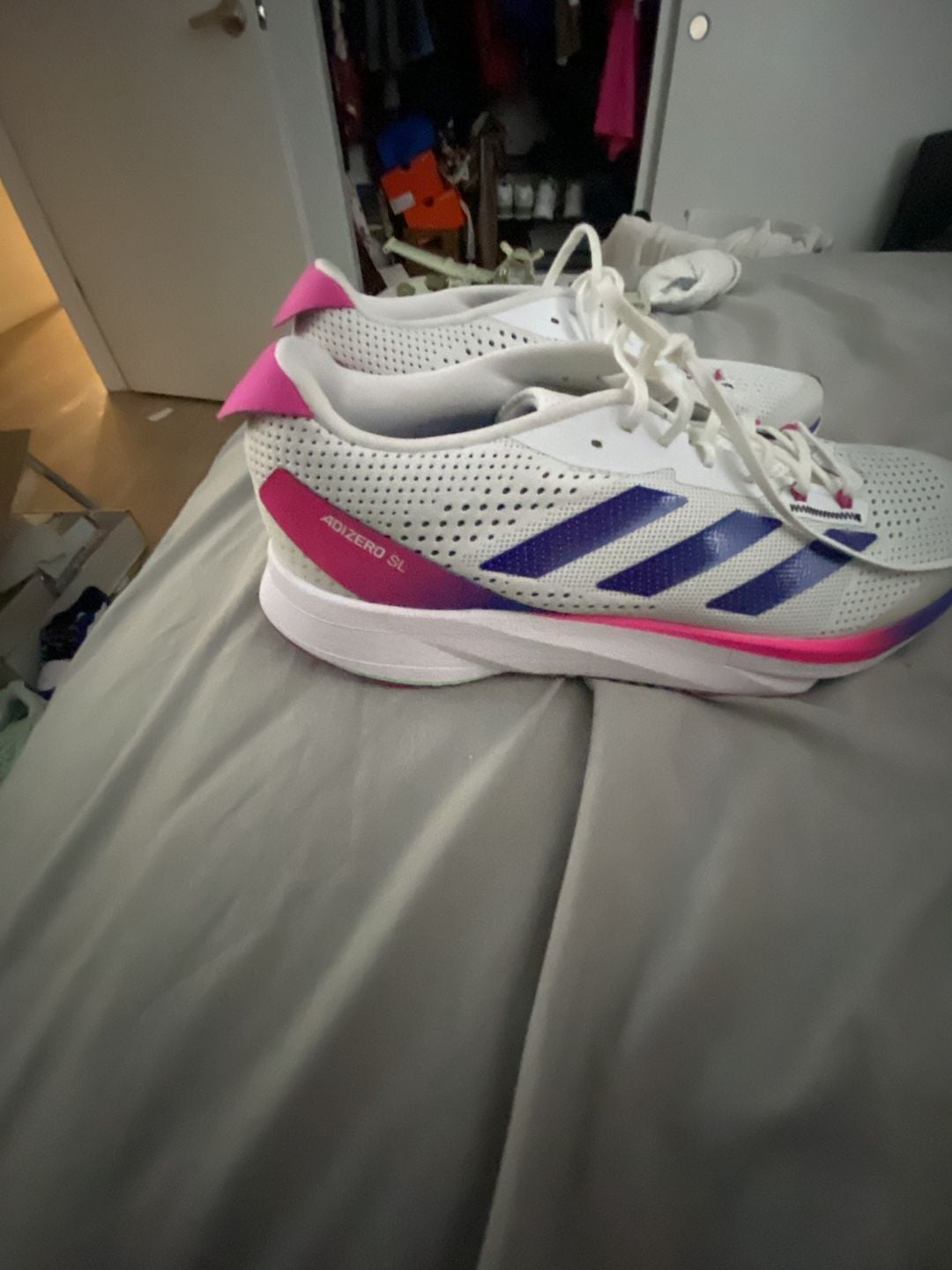 Adidas Adizero SL Running Shoes White Lucid Blue Fuchsia 2