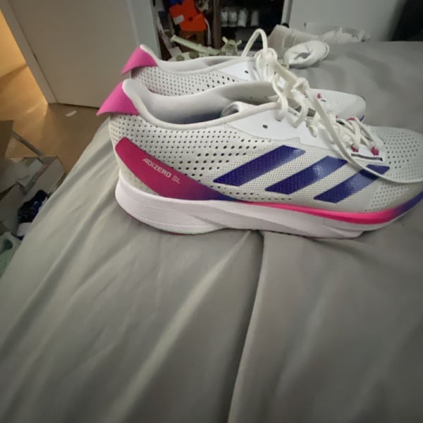 Adidas Adizero SL Running Shoes White Lucid Blue Fuchsia