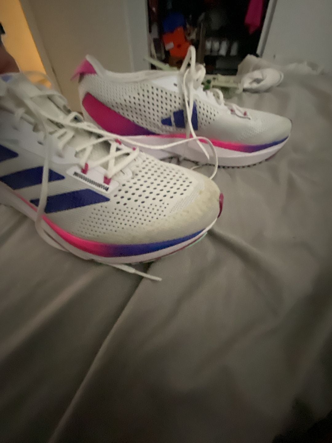 Adidas Adizero SL Running Shoes White Lucid Blue Fuchsia 3