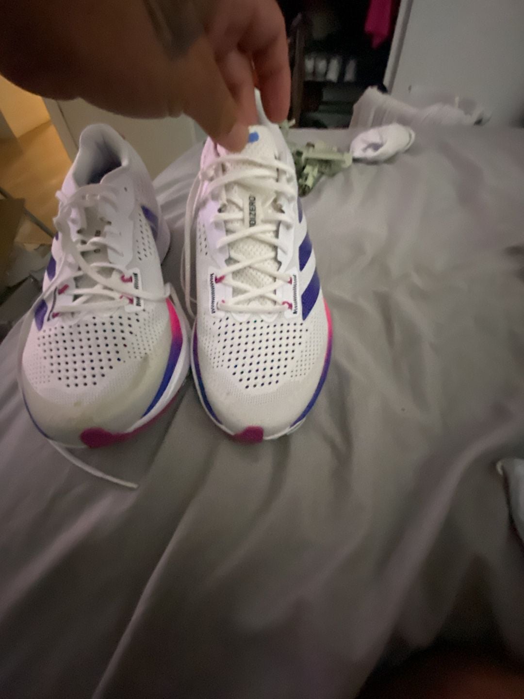 Adidas Adizero SL Running Shoes White Lucid Blue Fuchsia 4