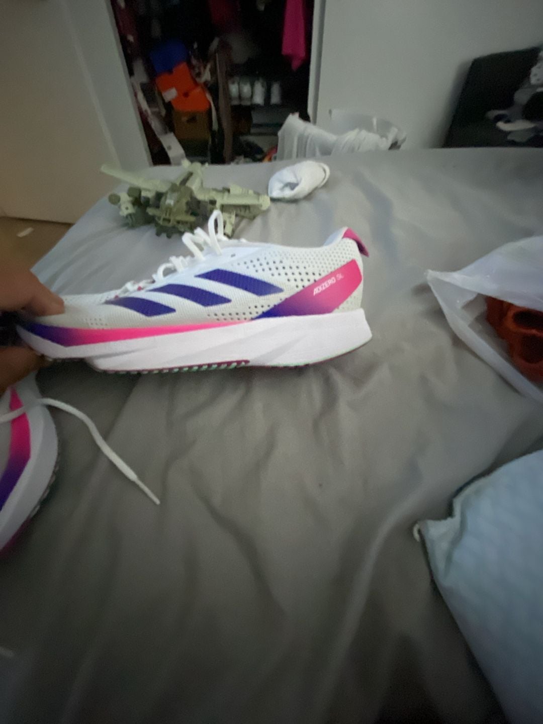 Adidas Adizero SL Running Shoes White Lucid Blue Fuchsia 5