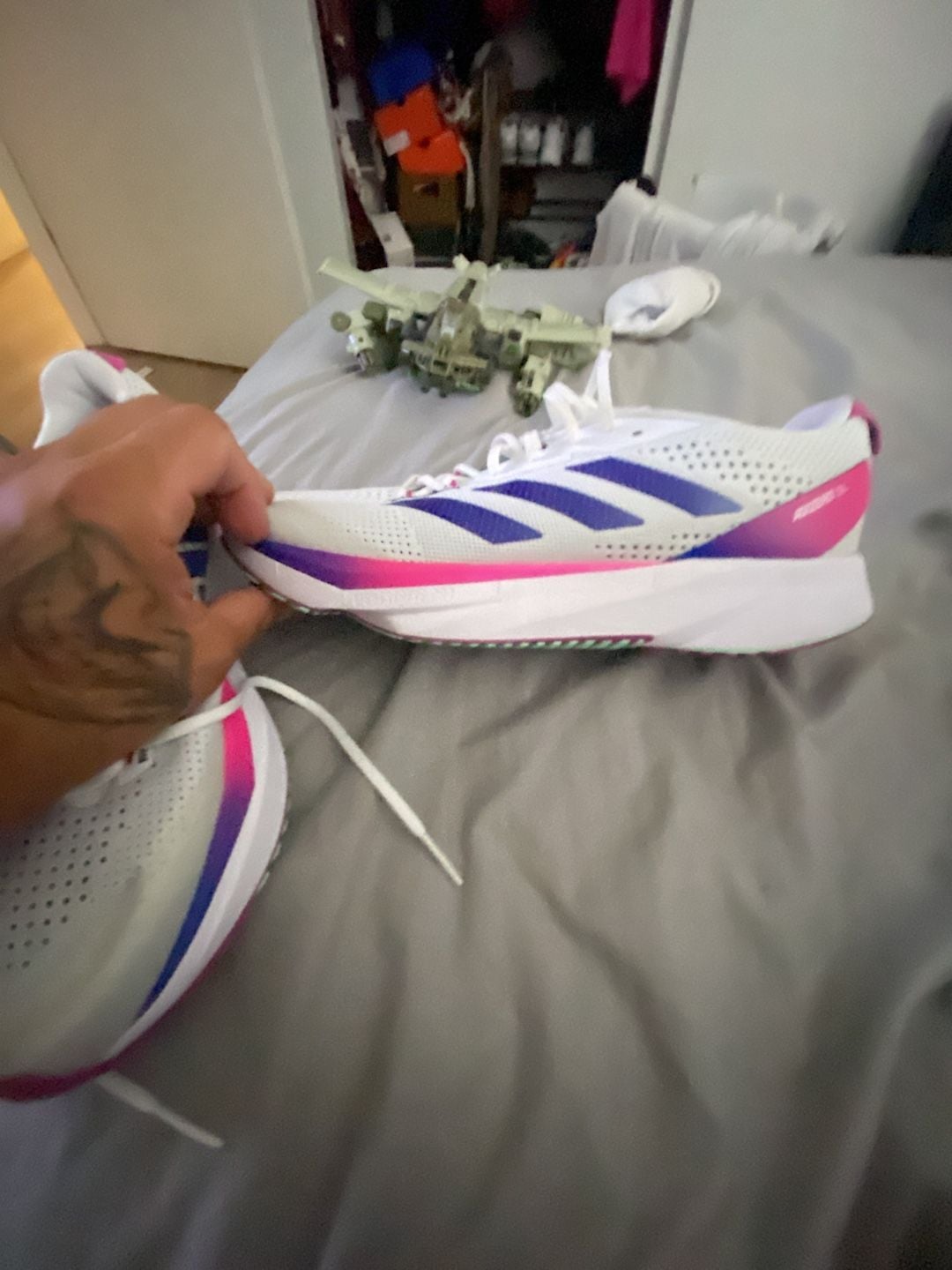 Adidas Adizero SL Running Shoes White Lucid Blue Fuchsia 6