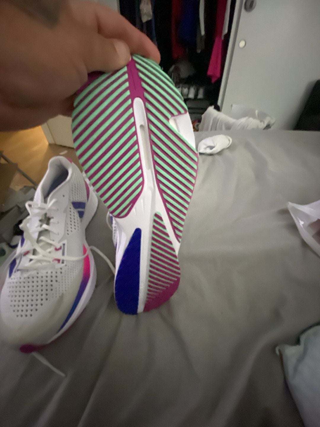 Adidas Adizero SL Running Shoes White Lucid Blue Fuchsia 7