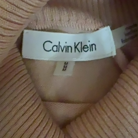Calvin Klein NWT Colorblock Turtleneck Sweater Pink Ivory Gray Rayon Blend M 10