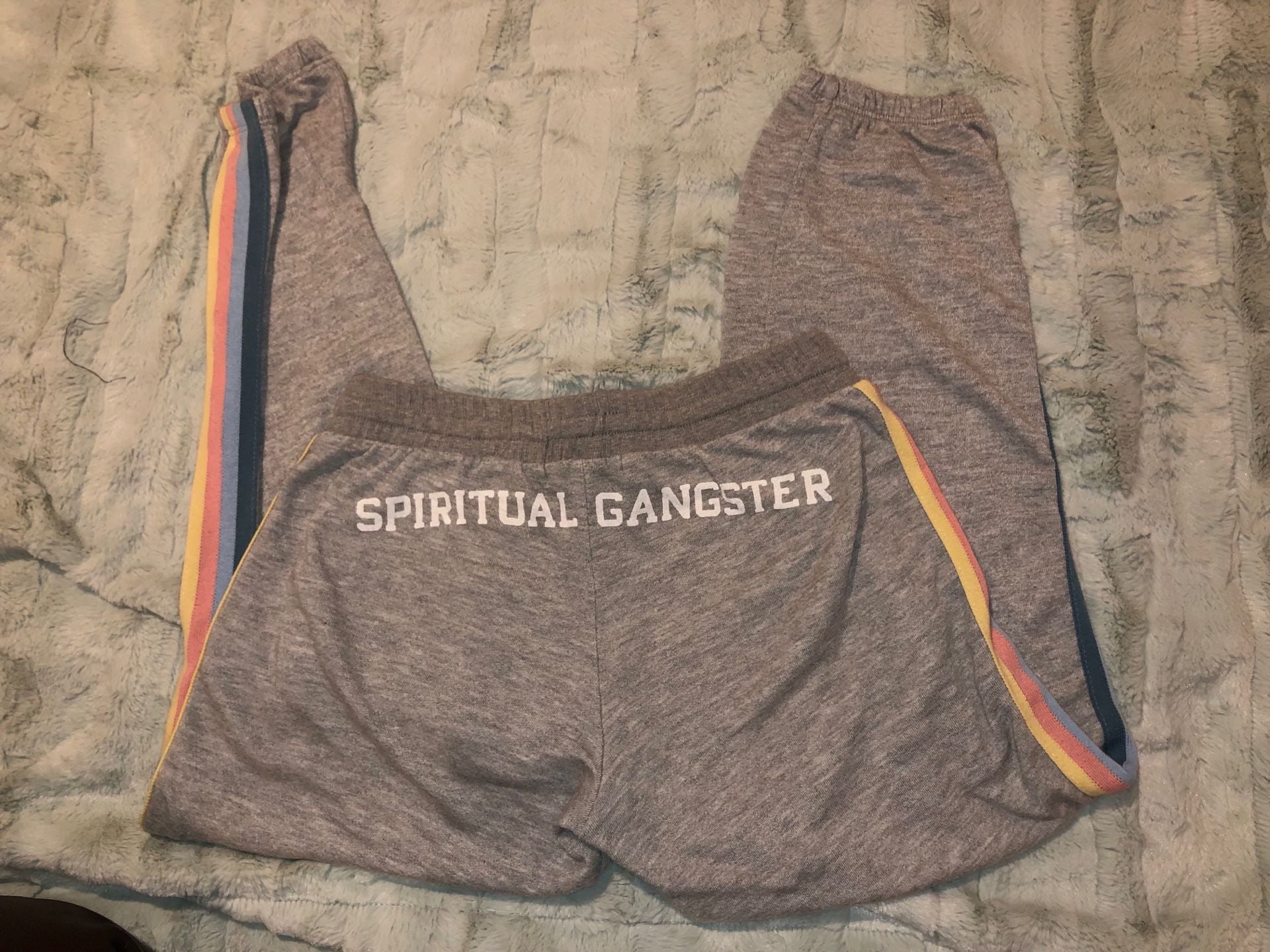 Spiritual Gangster Sweatpants Size M Grey Striped 2