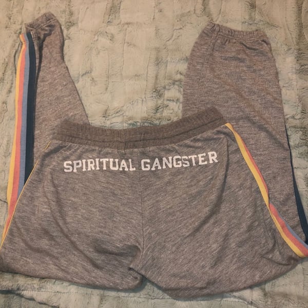 Spiritual Gangster Sweatpants Size M Grey Striped
