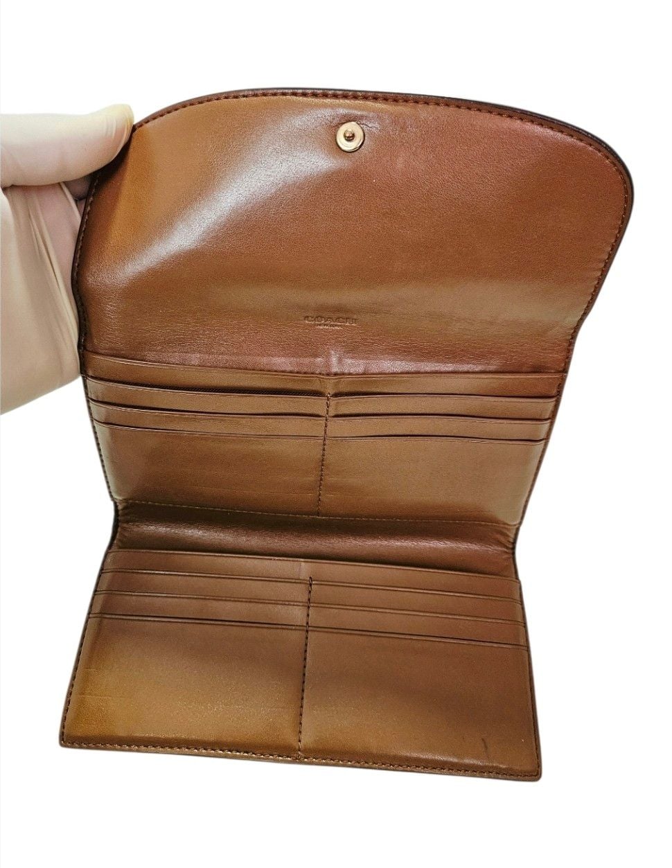 Coach Signature PVC and Leather Checkbook Wallet Brown F57319 5