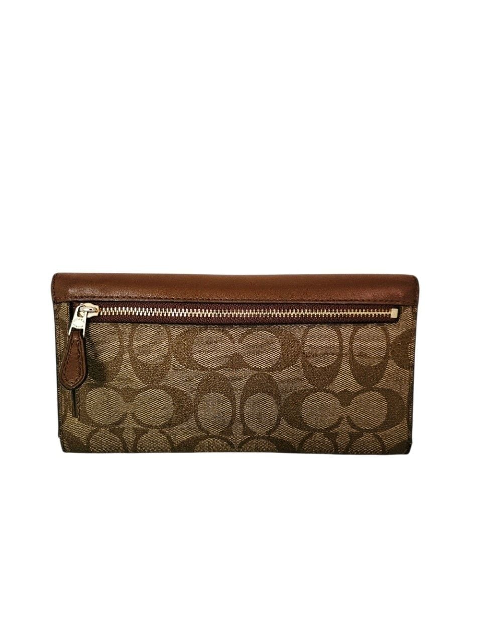 Coach Signature PVC and Leather Checkbook Wallet Brown F57319 6