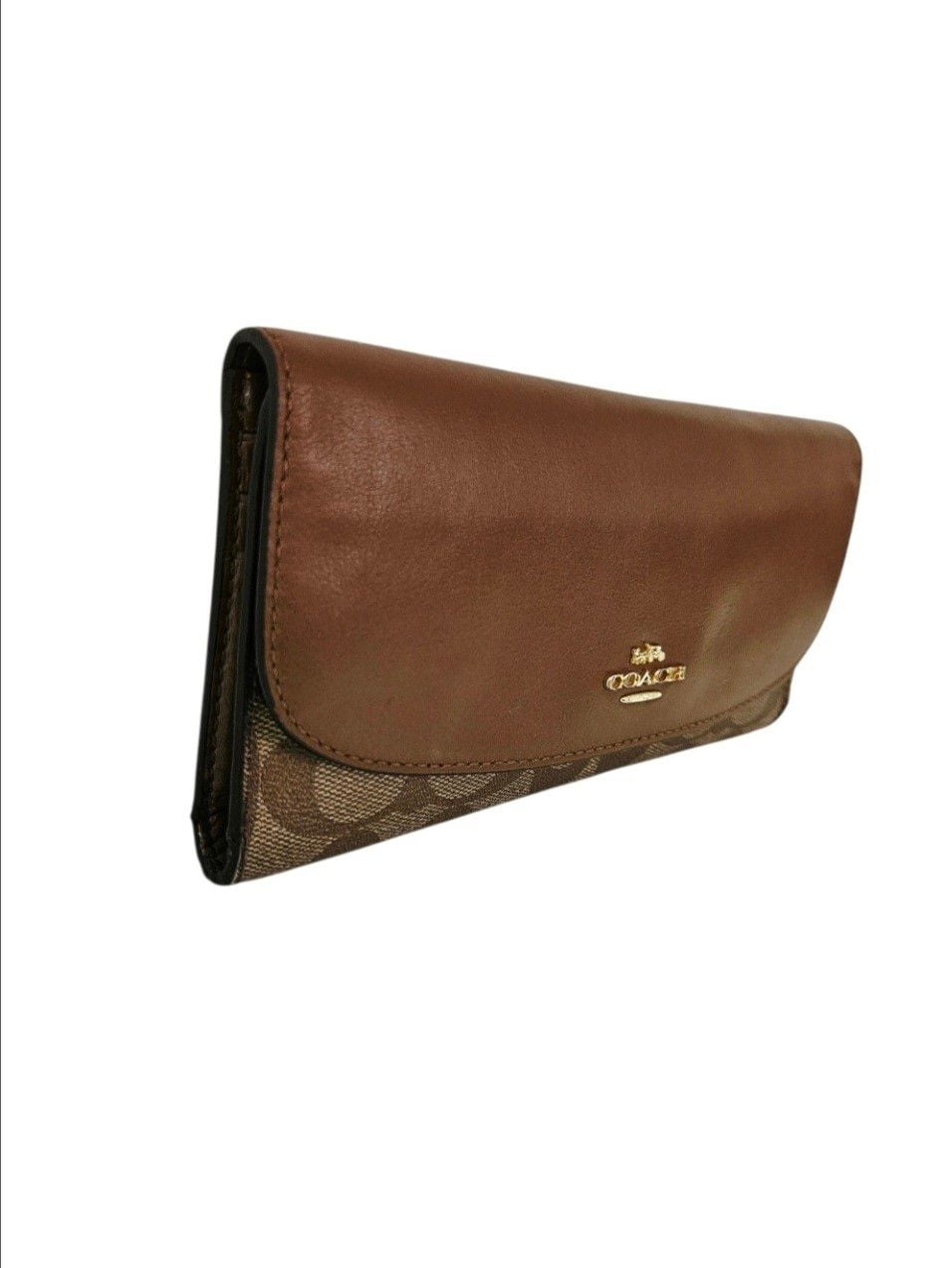 Coach Signature PVC and Leather Checkbook Wallet Brown F57319 7