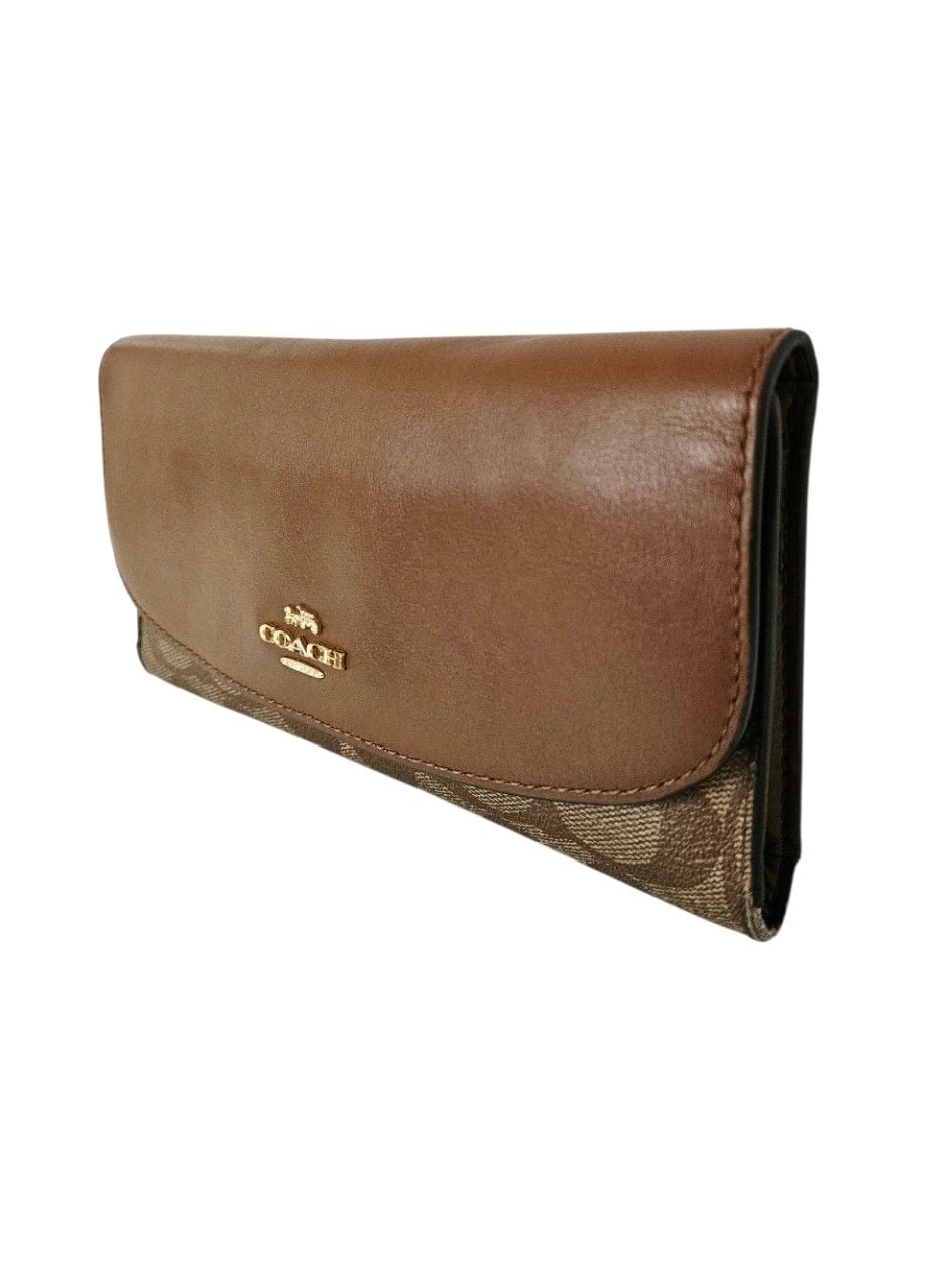 Coach Signature PVC and Leather Checkbook Wallet Brown F57319 8